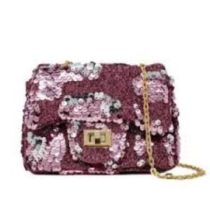 Sequin mini bag with gold Chain